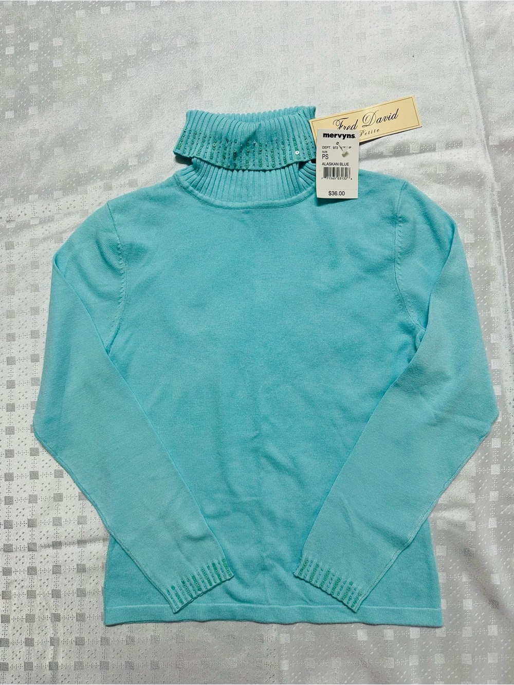 Fred David Aqua Blue Turtleneck Sweater - Women's